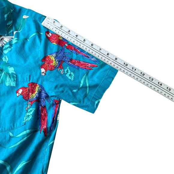 Vintage Paradise Found Shirt Mens Large Green Blue Teal Magnum PI jungle Bird - Picture 7 of 8